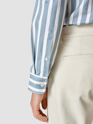 Lightweight Classic Shirt Bold Stripes Light Blue Slim