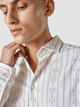 Lightweight Classic Shirt Earth Stripe Slim