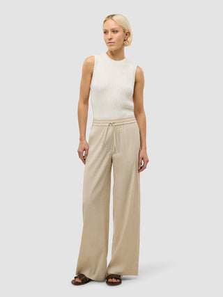 Women's Linen Pants Relaxed Sandy Beige