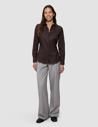 Women's Oxford Shirt Espresso Slim