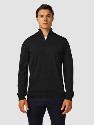 Premium Merino Half Zip Black