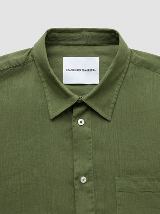 Refined Linen Long Sleeve Shirt Clover Green