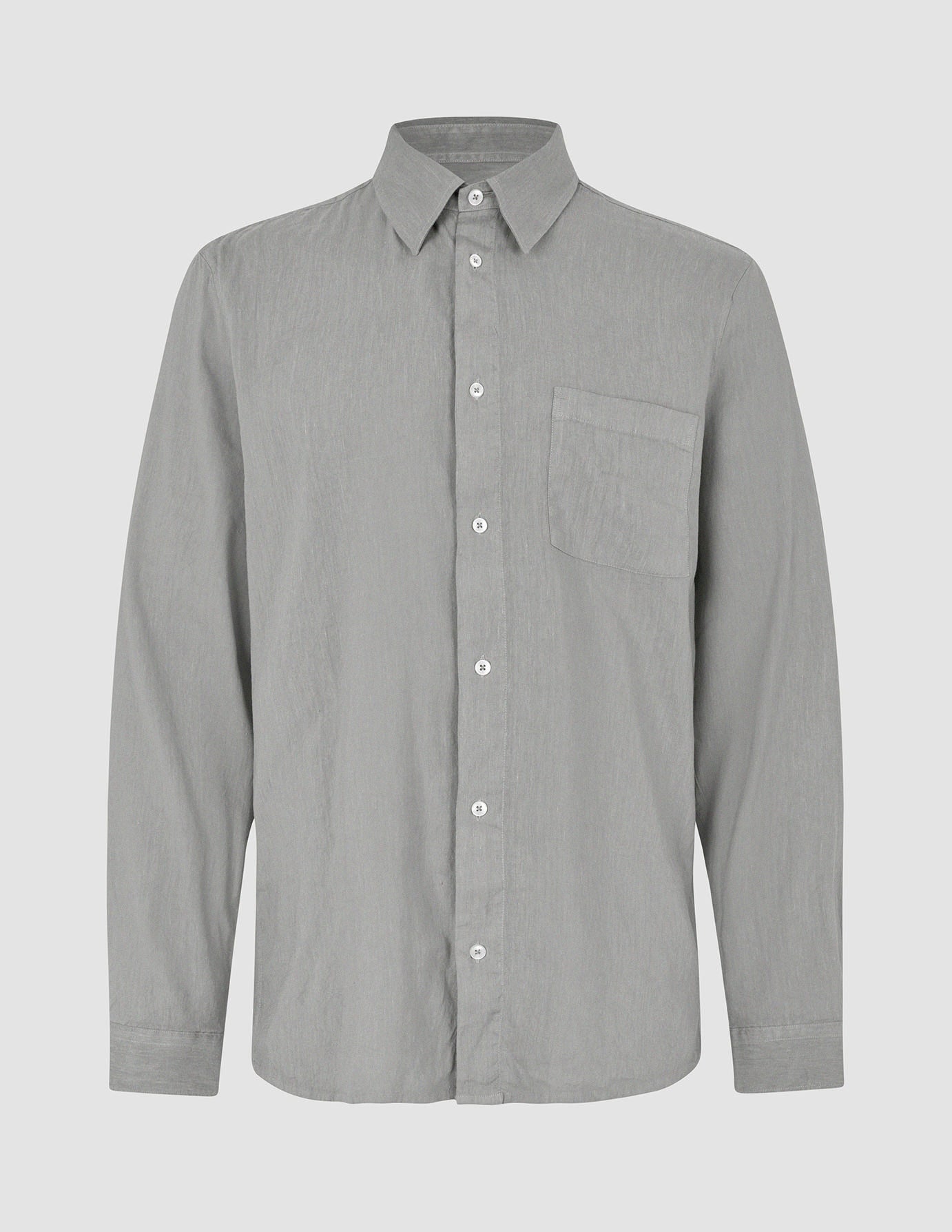 Refined Linen Long Sleeve Shirt Stone Grey