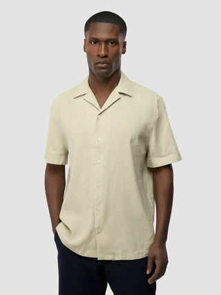 Refined Linen Bowling Short Sleeve Shirt Soft Sand