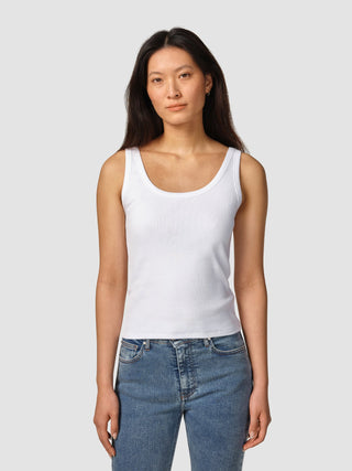 Rib Tank Top White