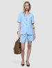skye set blue haze short sleeved blazer shorts