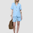 skye set blue haze short sleeved blazer shorts