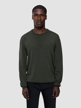 Seamless Premium Merino Knit Crewneck Green Night