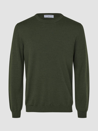 Seamless Premium Merino Knit Crewneck Green Night
