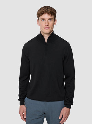Seamless Premium Merino Knit Half Zip Black