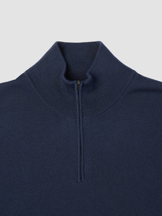 Seamless Premium Merino Knit Half Zip Dark Navy