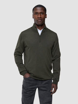 Seamless Premium Merino Knit Half Zip Green Night