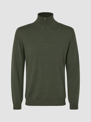 Seamless Premium Merino Knit Half Zip Green Night