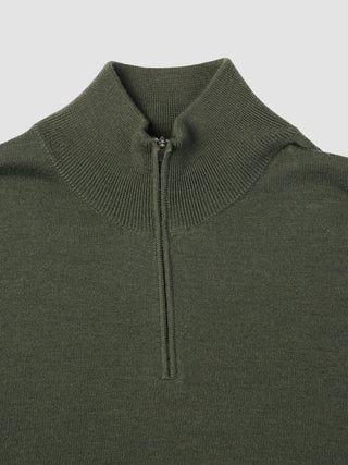 Seamless Premium Merino Knit Half Zip Green Night