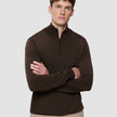 Seamless Premium Merino Knit Half Zip Saddle Brown