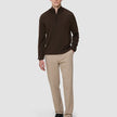 Seamless Premium Merino Knit Half Zip Saddle Brown