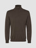 Seamless Premium Merino Knit Half Zip Saddle Brown