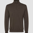 Seamless Premium Merino Knit Half Zip Saddle Brown