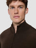 Seamless Premium Merino Knit Half Zip Saddle Brown