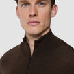 Seamless Premium Merino Knit Half Zip Saddle Brown