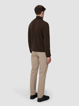 Seamless Premium Merino Knit Half Zip Saddle Brown