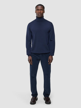 Seamless Premium Merino Knit Turtleneck Dark Navy