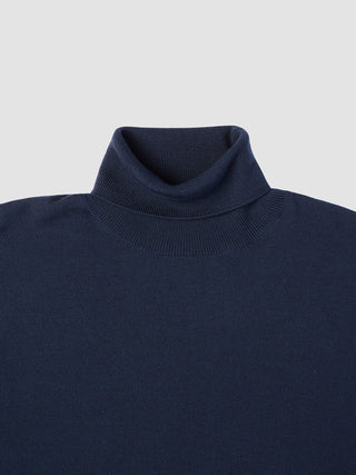 Seamless Premium Merino Knit Turtleneck Dark Navy