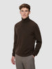 Seamless Premium Merino Knit Turtleneck Saddle Brown