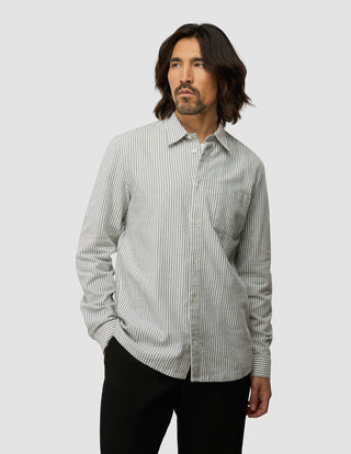 Seersucker Casual Shirt Green Stripes
