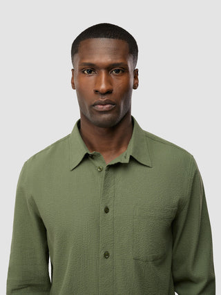 Seersucker Casual Shirt Clover Green