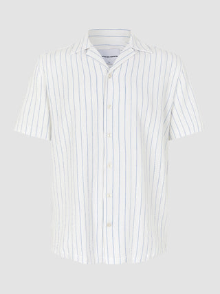 Seersucker Short Sleeve Shirt Blue Stripes