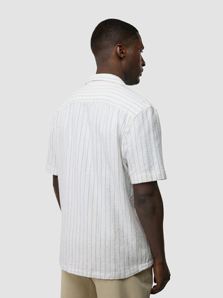 Seersucker Short Sleeve Shirt Blue Stripes