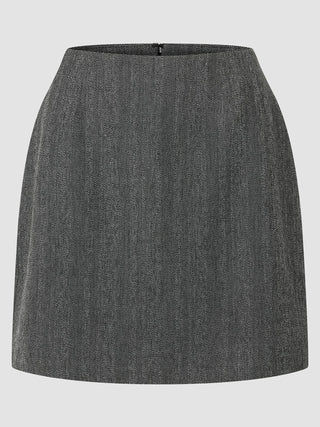Women's Serene Short Skirt Grey Herringbone