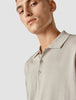 Silk / Cotton Short Sleeve Polo Light Grey