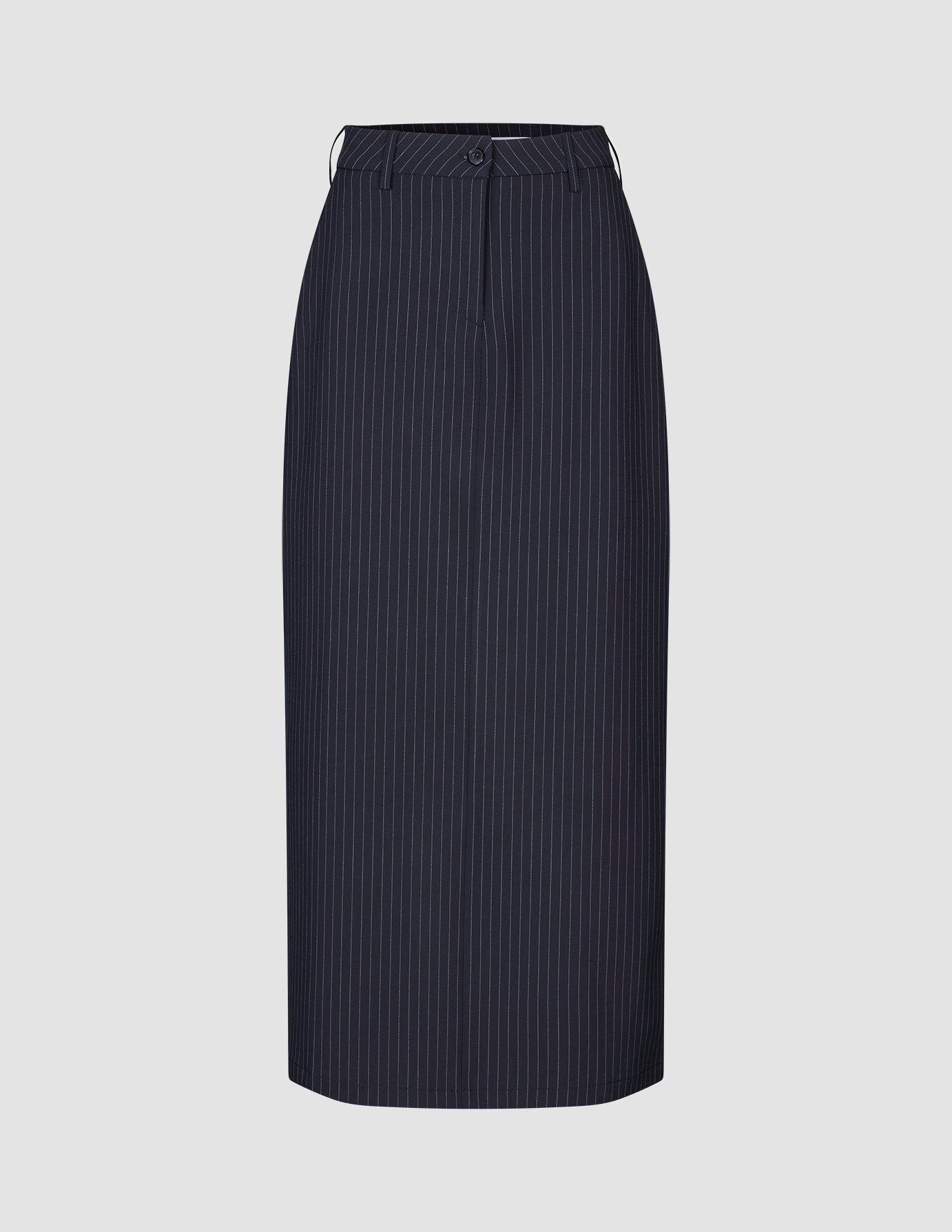 Essential Set Navy Pinstripe Short Vest & Maxi Skirt