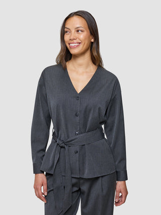 Women's Skye Belted Overshirt Charcoal Melange