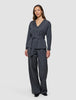 Skye Set Charcoal Melange Belted Overshirt & Wide Pants