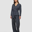 Skye Set Charcoal Melange Belted Overshirt & Wide Pants