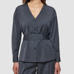 Skye Set Charcoal Melange Belted Overshirt & Wide Pants