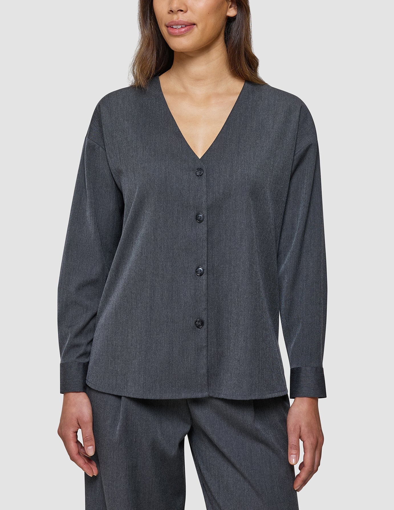 Women's Skye Belted Overshirt Charcoal Melange