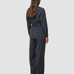 Skye Set Charcoal Melange Belted Overshirt & Wide Pants