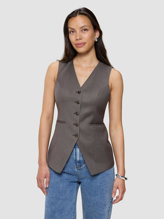 Women's Skye Long Vest Dark Chestnut Melange