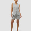 Skye Set Grey Pine Melange Long Vest & Shorts