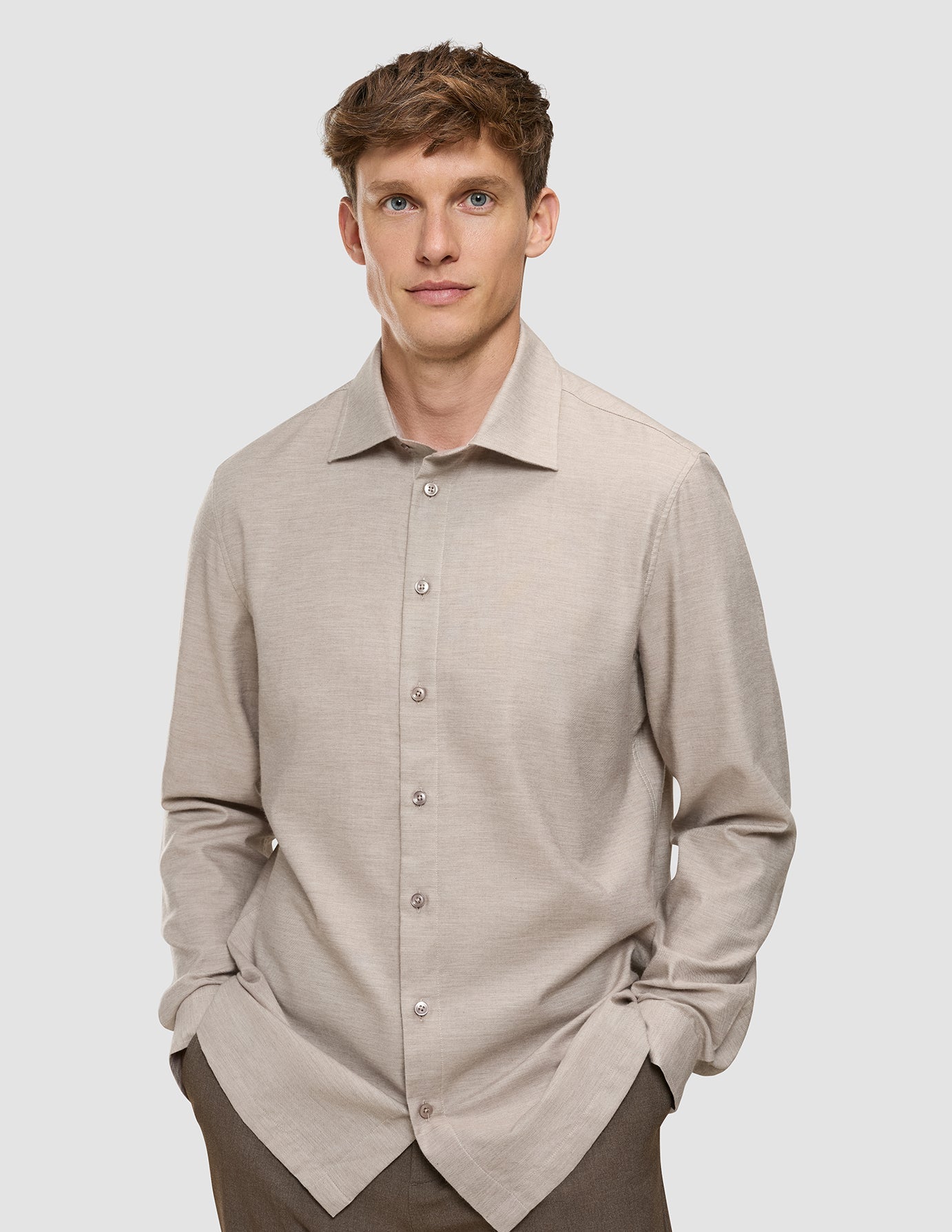 Soft Flannel Shirt Beige