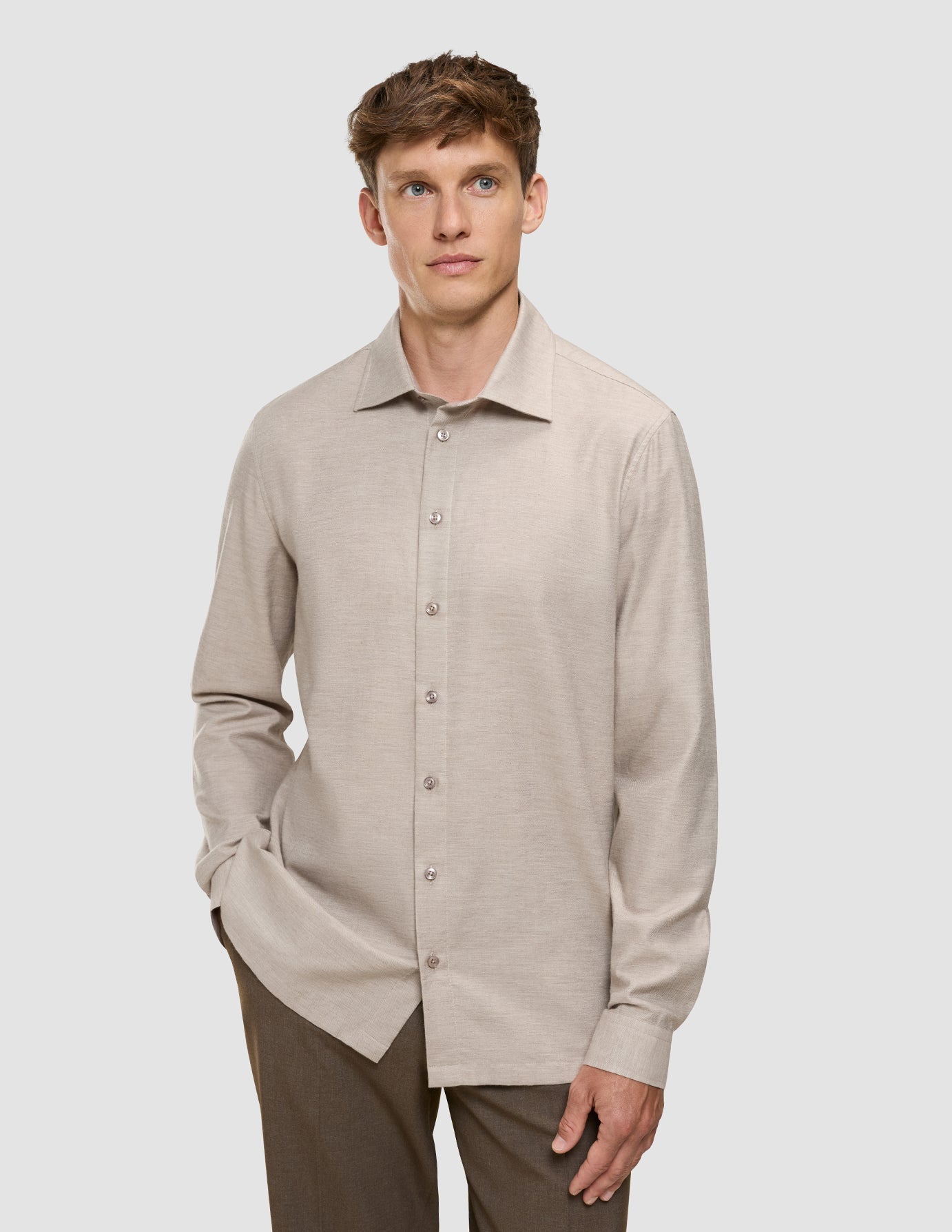 Soft Flannel Shirt Beige