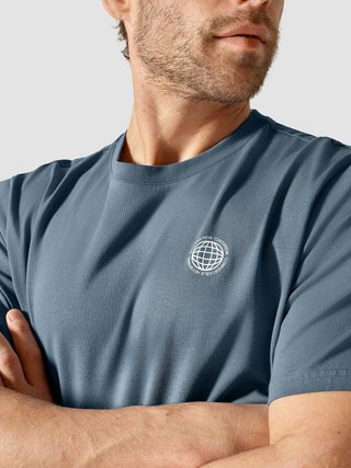Supima T-shirt Box Fit Globe Blue Mirage