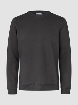 A dark grey cotton-rich Sweat Crewneck Deep Grey with a small embroidered logo on the chest.