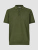Textured Knitted Short Sleeve Polo Urban Green