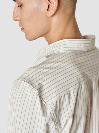 Tech Linen Casual Shirt Tan Pinstripe