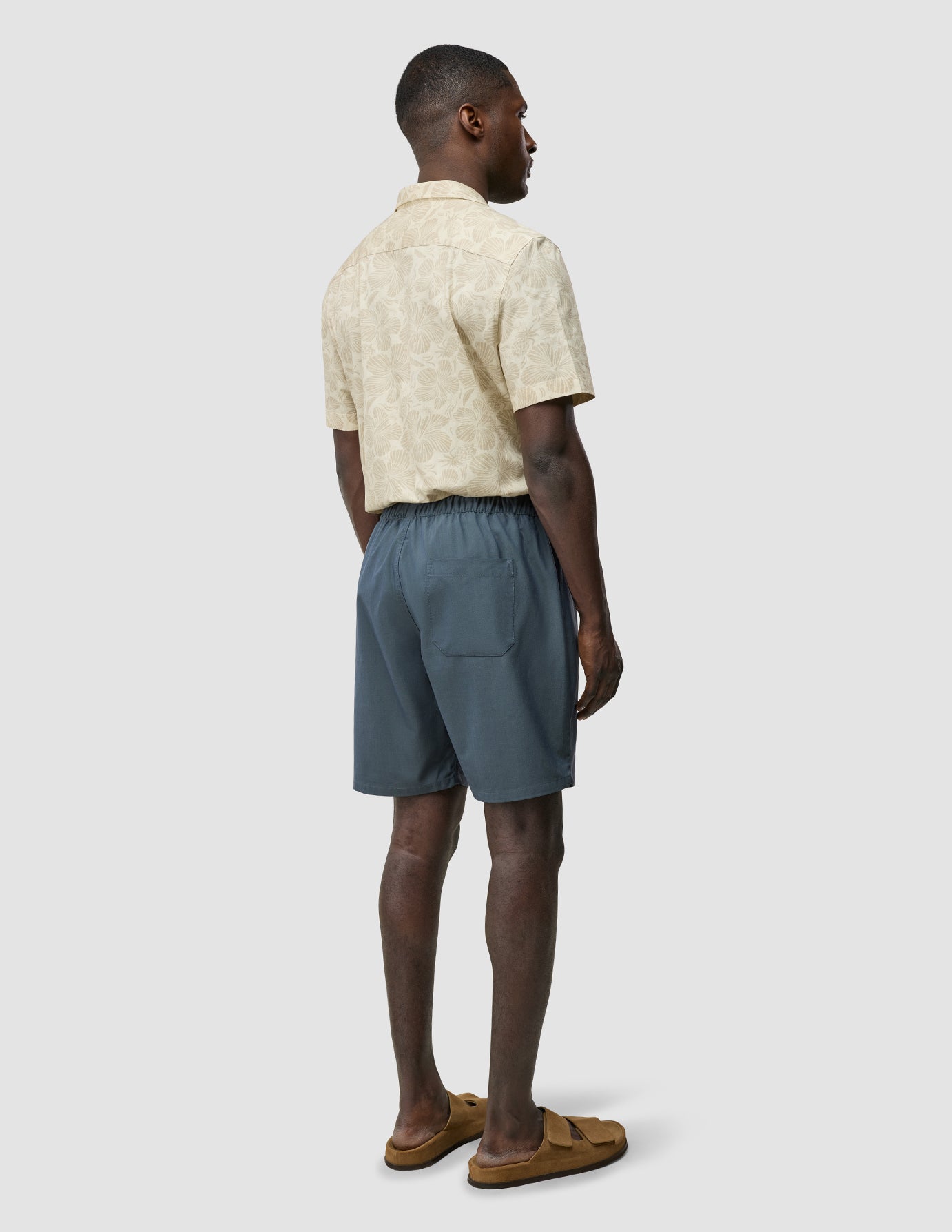 Tech Linen Elastic Shorts Navy